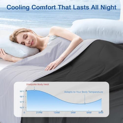 MUXHOMO Cooling Comforter King Size, Cooling Blanket for Hot Sleepers and Night Sweats, Lightweight Summer Comforter with Breathable Bamboo-Derived Rayon Fill, 104x90 Inches, Black & Gray