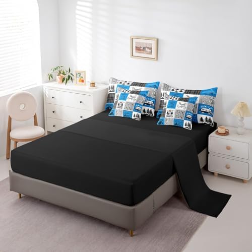 Erosebridal Blue Rv Bedding Set Full Rustic Camper Bed in A Bag 7 Piece Camping Bunk Accessories for Camper Car Rv Comforter Set for Travel Trailers Country Buffalo Plaid Pine Tree Arrow Bed Set