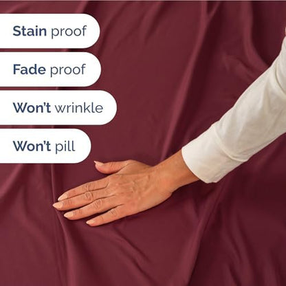 Extra Deep Twin Sheet Set - 3 Piece Breathable & Cooling Sheets - Burgundy