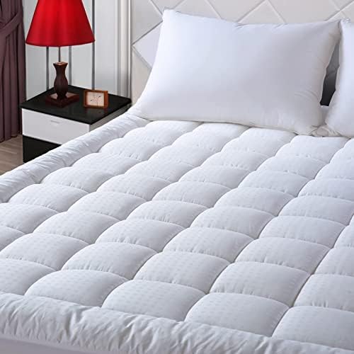 EASELAND RV King Mattress Pad Cotton Pillow Top Mattress Topper White