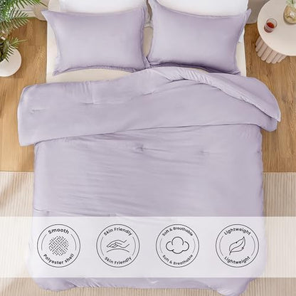 Love's cabin Lavender King Size Comforter Set, 3-Piece Prewashed Bed Set