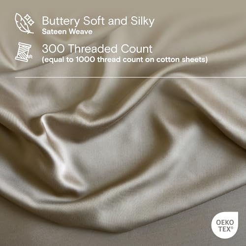 DOZ Duvet Cover Set, 100% Viscose derived from Bamboo, Organically Grown, Buttery Soft, Cooling Duvet Covers, High GSM, 1 Duvet Cover and 2 Pillowcases, 106"x90" (Dune, King/Cal King)