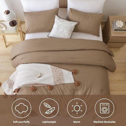 ROSGONIA Alaskan King Comforter, Dark Khaki, 136x120 Soft Bedding Quilt