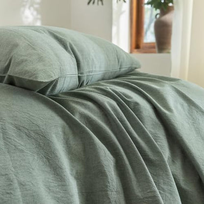 FOSSA Duvet Cover Set 100% Washed Cotton Linen Feel Oversized King Plus