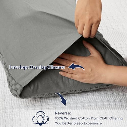 PHF Cotton Waffle Pillow Shams Standard Size 20"x26", Dark Grey, No Insert