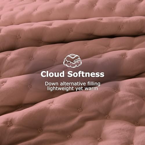 WDCOZY Cloud Soft Quilt Set, Twin Size, Rosewood, 2 Pieces 68x90 inches