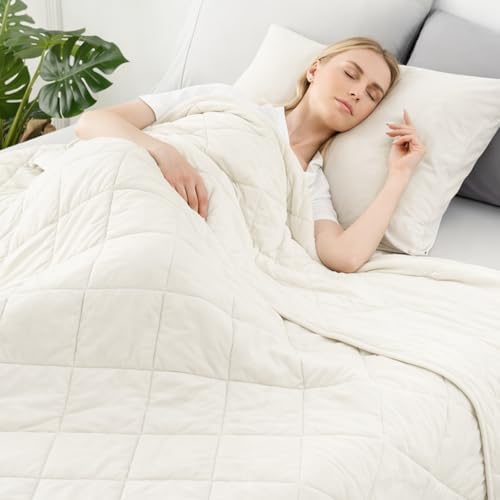 Cozy Bliss Cooling Blanket for Hot Sleepers Queen Size, Q-Max 0.45 Cooling Comfort, Cold Blankets for Night Sweats Sleeping, Ultra-Cool Lightweight Breathable Summer Blanket for Bed Off White