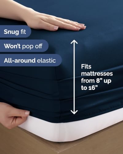 Full 6 Piece Bed Sheet Set - Comfy, Breathable & Cooling Sheets - Dark Blue