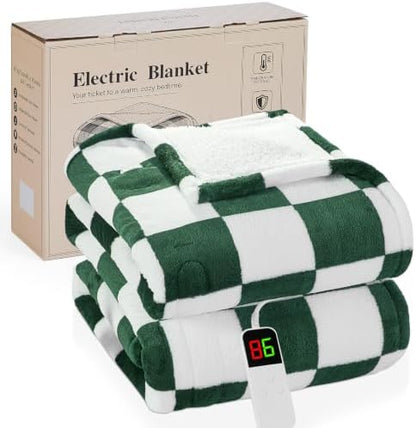 Electric Blanket Heated Twin 62"X84", Heating Blanket Twin, Dark Green