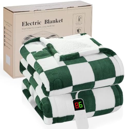 Heated Blanket Electric Full Size 72"X84", Heating Blanket Full, Dark Green