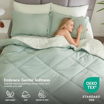 Joiedomi Full Size Comforter Set with Sheets Sage Green, 7 Pieces Full Size Bed Set with 1 Down Alternative Comforter, 1 Flat Sheet, 1 Fitted Sheet, 2 Pillowcases and 2 Pillow Shams, Bed in a Bag