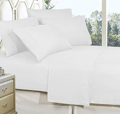 Elegant Comfort Premium Hotel Quality 1-Piece Flat Sheet, Luxury and Softest 1500 Premium Hotel Quality Microfiber Bedding Flat Sheet, Wrinkle-Free, Stain-Resistant, Twin/Twin XL, White