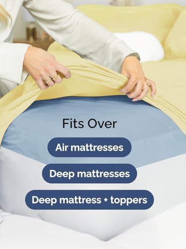 Extra Deep Cal King Sheet Set - 4 Piece Breathable Cooling Sheets - Yellow