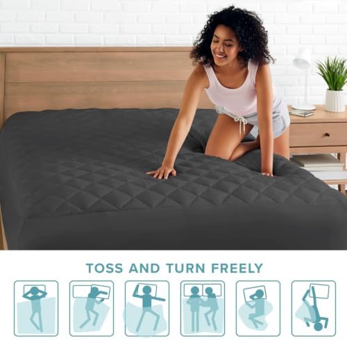 Bare Home Quilted Fitted Mattress Pad (Twin, Grey)