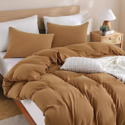 TOCOMOA 100% Muslin Cotton Duvet Cover Set, Burnt Orange, King