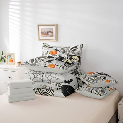 Feelyou Halloween Comforter Set with Sheets 7 Piece Twin Size