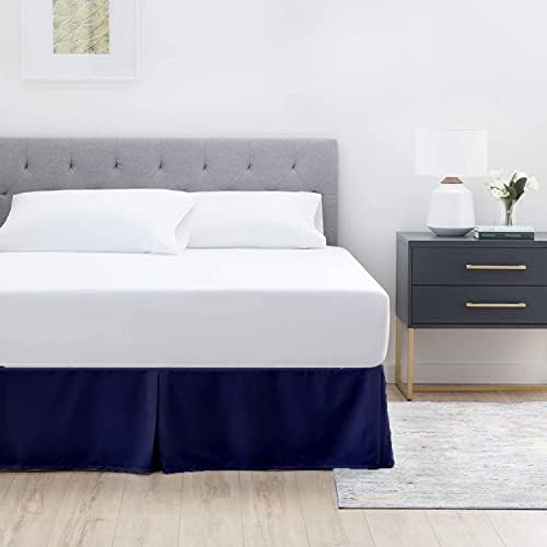 Full Size Bed Skirt 1pc - Bed Frame and Box Spring Cover - 18-Inch Tailored Drop Pleated 800-TC Luxury Classic Look Egyptian Cotton- Easy Fit, Wrinkle, Fade, Stain Resistant