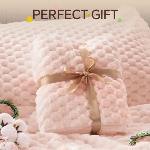 BEDELITE Fluffy Queen Comforter Set, Pink Fleece Bed Set 3 Pieces
