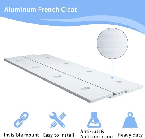 6 Inch French Cleat Hanger, Aluminum French Cleat, Mirror Hanging Hardware, French Cleat Heavy Duty for Panel, Whiteboard, Cabinet, Shelf, Headboard, Art (2 Pairs, Support 60lbs)