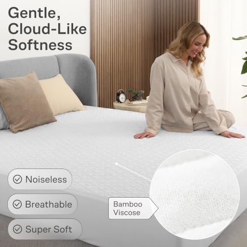 100% Waterproof Noiseless & Breathable King Size Mattress Protector - White