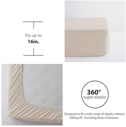 Zzlpp Full Size Comforter Sets 7 Piece, Beige Bed in a Bag Full Bedding Set