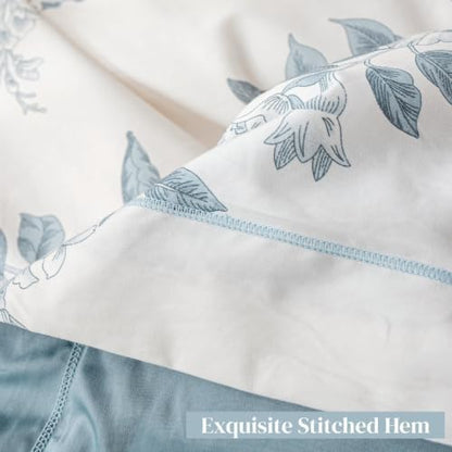 OAITE King Duvet Cover Set 3pcs 100% Cotton 600 Thread Count Floral