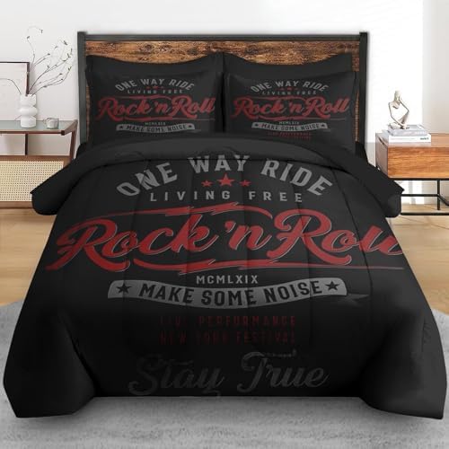Pamnest Queen Comforter Set with Sheets, 7 Pieces Vintage Music Bedding