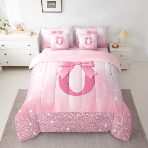 Feelyou Boys Girls Pink Bowknot Bed in A Bag Twin Size