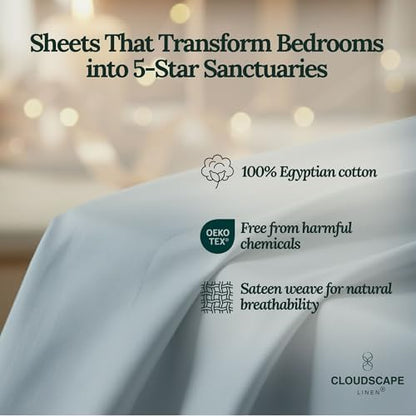 CLOUDSCAPE 600 Millennium Series Egyptian Cotton Sheets King, FrenchBlue