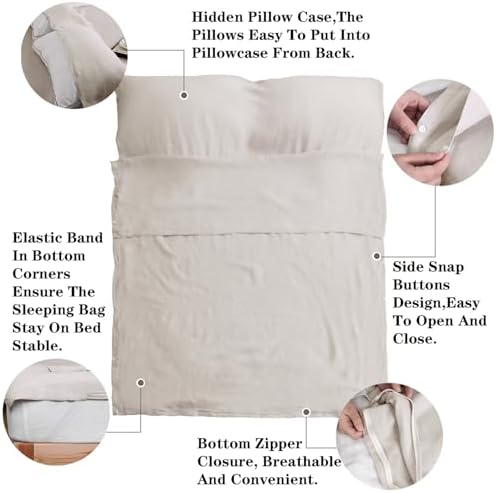 S VICTORY SYMBOL 100% Linen Portable Bed Sheet,Sleeping Bag Liner for Hotel and Travel,Sleep Sack Adult-Ultra Lightweight Backpacking with Zipper