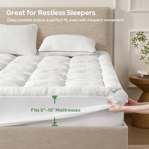BEDLORE California King Mattress Topper, Thick Soft Pillow Top Bed Topper