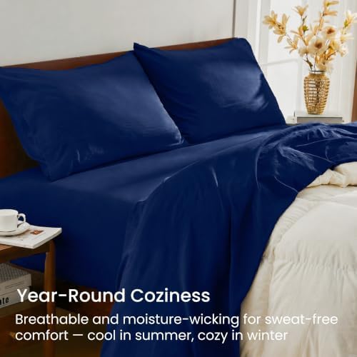 GOKOTTA 4 Piece Cal King Sheet Set - Soft, Breathable & Cozy - Navy Blue