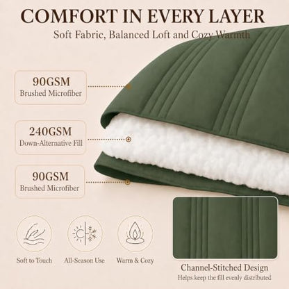 CozyLux Twin XL Comforter Set Olive Green - 5 Pieces Complete Bedding Set