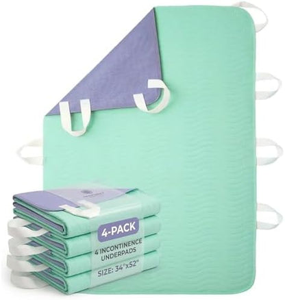 Positioning Bed Pads with 8 Handles for Elderly Adults 34"x52"-4 Pack
