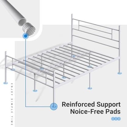 Avenco Metal Platform Bed Frame King Size with Classical Headboard and Footboard, 14 Inch, Under Bed Storage, Strong Metal Slats Support, Mattress Foundation, No Box Spring Needed