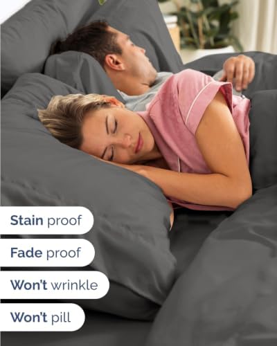 Extra Deep Flex Top Split Head King Sheet Set - 6pc Bed Sheets - Charcoal