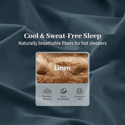 MEISHANG 100% French Linen Sheets California King,6 Pcs,18-24" Deep Pocket