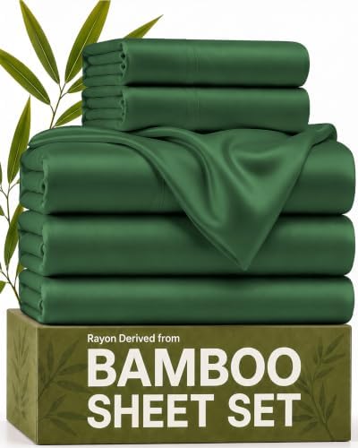 100% Rayon Derived From Bamboo - Bed Sheets Split King - Emerald Green