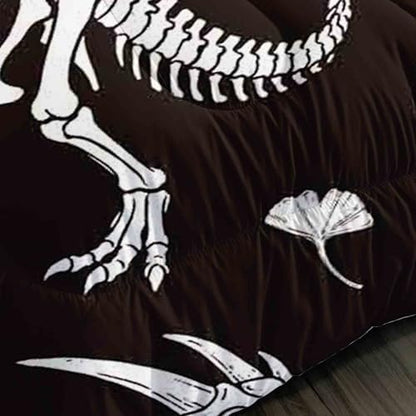 AILONEN Boys Fossil Dinosaurs Skull Comforter Set Twin Size, Dinosaur Bedding Set for Kids Teens,Ancient Animal Wildlife Quilt with 2 Pillowcases,Soft Microfiber