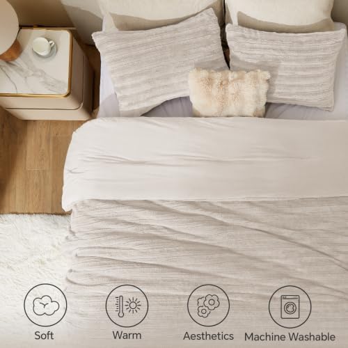 BEDELITE Faux Fur Twin/Twin XL Comforter Set, Fluffy Bed Set, Linen