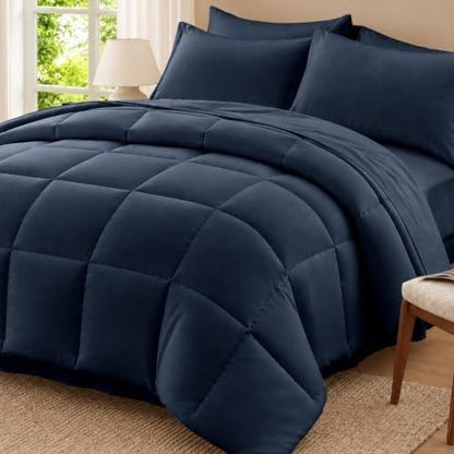 Anluoer King Size Comforter Set, 7 Piece Bed in a Bag King Bedding Sets