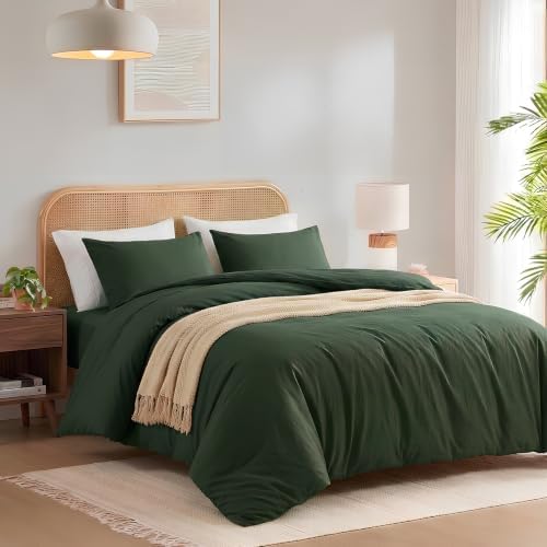 NEXHOME PRO Duvet Cover Queen Size, 3 Pieces Cotton Bedding Cover Set