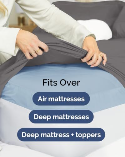 CGK Linens 2 Pack Extra Deep Full Fitted Sheets - Dark Grey