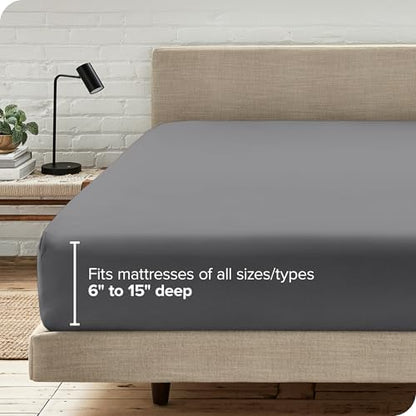 Bare Home Twin XL Fitted Sheet - 1800 Ultra-Soft (Twin XL, Grey)