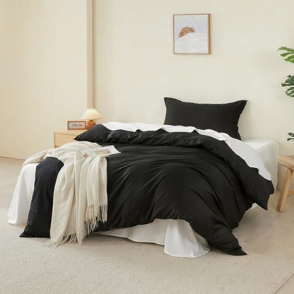 Duvet Cover Set Twin Size 100% Organic Cotton Pirate Black, SAPHREAS 2 Pcs Soft Bedding Comforter Cover with Zipper Closure & Corner Ties, Comforter Not Included