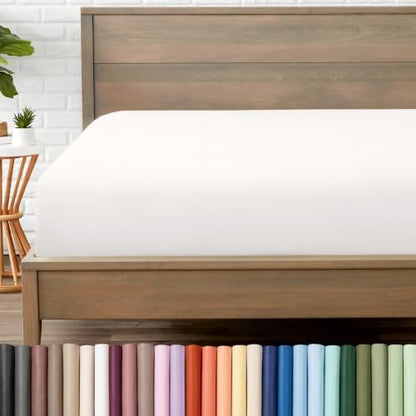 Bare Home SHFK Fitted Sheet - 1800 Ultra-Soft (Split Head Flex King, Antique White)