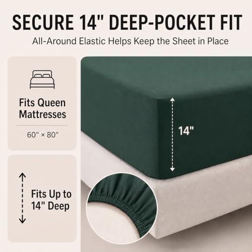 CozyLux Oversized Queen Comforter Set Forest Green - 7 Pieces Bed in a Bag