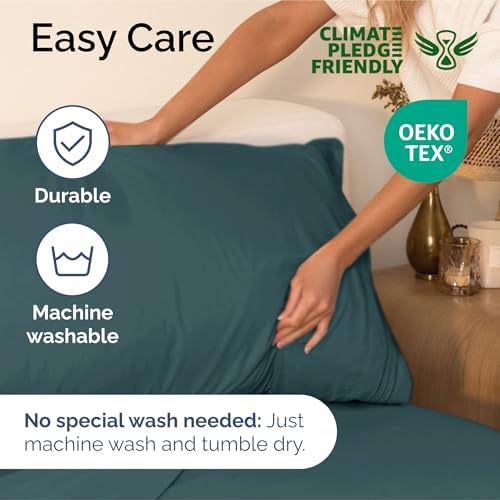 King Size 4 Piece Sheet Set - Ultra Soft & Cooling Bed Sheets - Deep Teal
