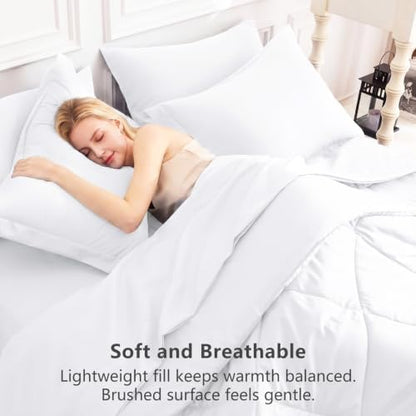 CozyLux Full Comforter Set 82"x86" White - 7 Piece Bed in a Bag