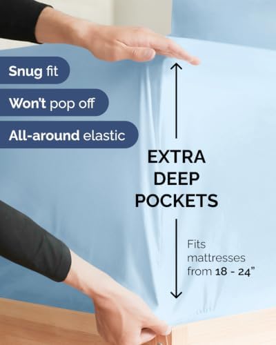 Extra Deep Flex Top Split Head King Sheet Set - 6pc Sheets - Light Blue
